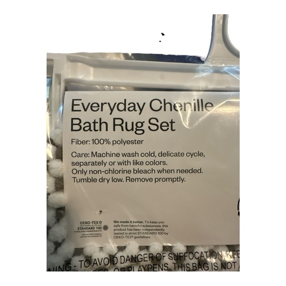 Room Essentials Everyday Chenille Bath Rug Set 2pc 17”x24” Non-Skid - Picture 4 of 8